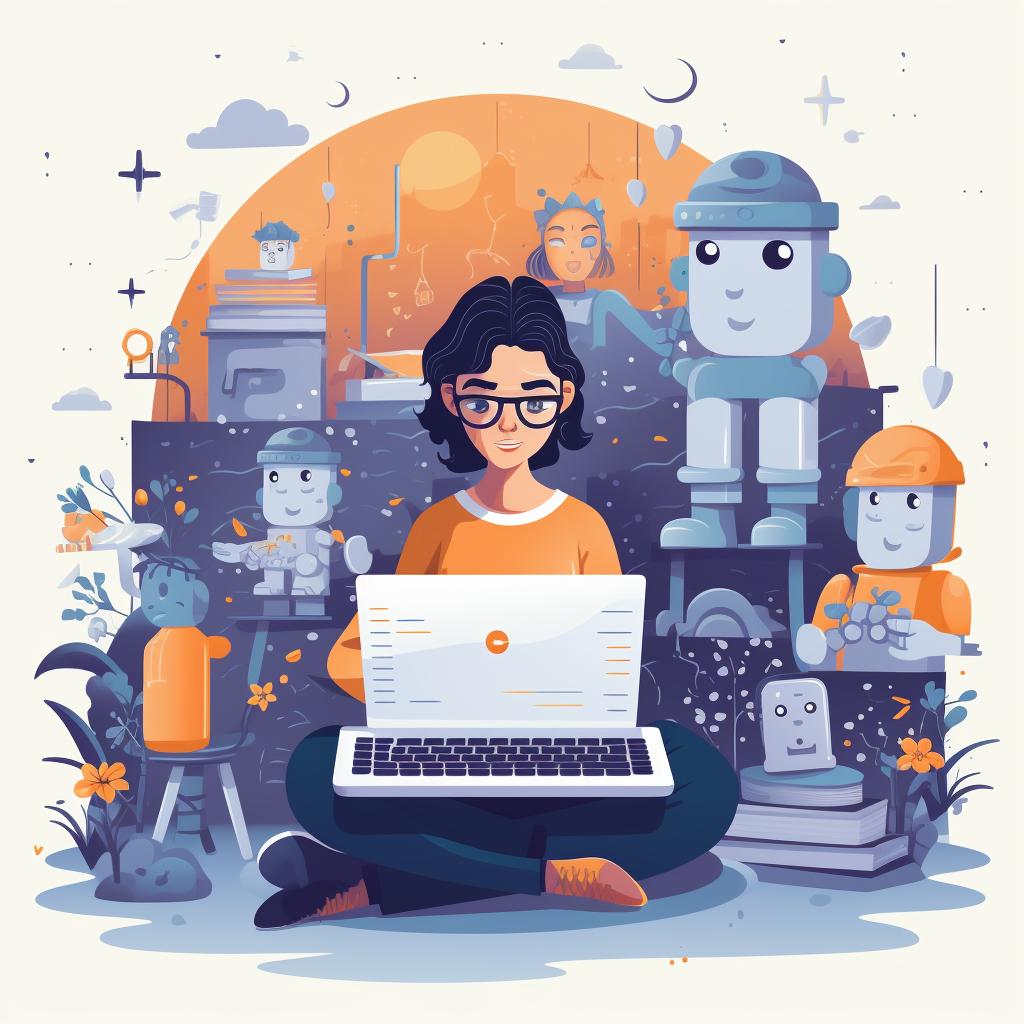 Writer surrounded by different AI prompts
